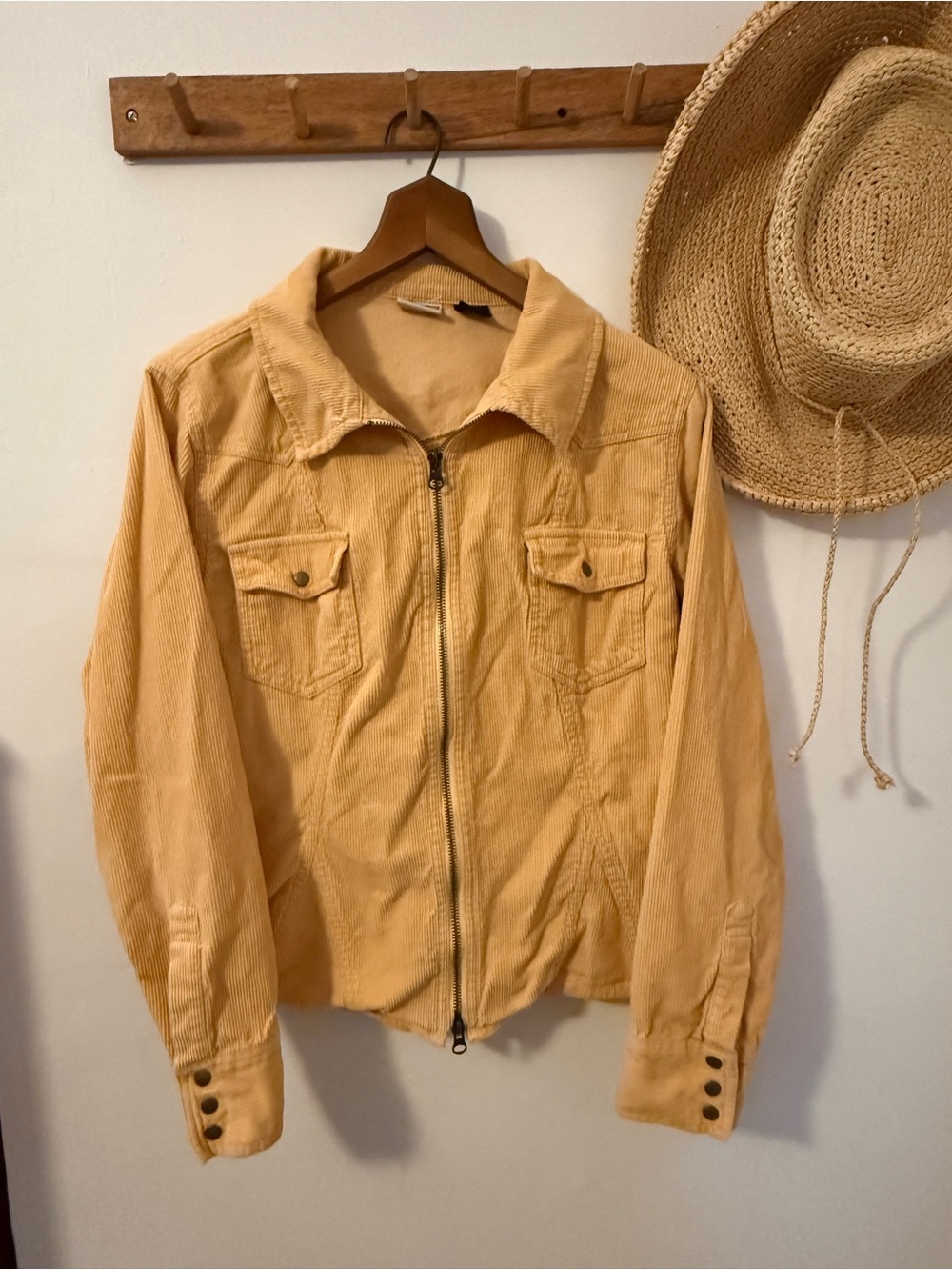 VTG Arizona Jeans Women’s Yellow Corduroy Zip Jacket in Large